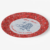 Hoe Western Paisley Denim Blue Jeans Verjaardag Papieren Bordje (Gekanteld)