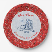 Hoe Western Paisley Denim Blue Jeans Verjaardag Papieren Bordje (Voorkant)