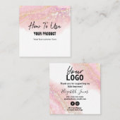 Hoe wordt Agate Pink en Gold Instruction Card gebr Vierkante Visitekaartje (Voorkant / Achterkant)