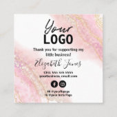 Hoe wordt Agate Pink en Gold Instruction Card gebr Vierkante Visitekaartje (Achterkant)