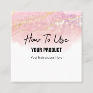 Hoe wordt Agate Pink en Gold Instruction Card gebr Vierkante Visitekaartje