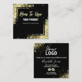 Hoe wordt Gold Glitter Black Instruction Card gebr Vierkante Visitekaartje (Voorkant / Achterkant)