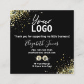 Hoe wordt Gold Glitter Black Instruction Card gebr Vierkante Visitekaartje (Achterkant)