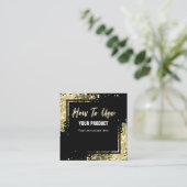Hoe wordt Gold Glitter Black Instruction Card gebr Vierkante Visitekaartje (Staand voorkant)