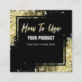 Hoe wordt Gold Glitter Black Instruction Card gebr Vierkante Visitekaartje (Voorkant)