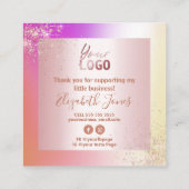 Hoe wordt Holografisch Roos Gold Instruction Card  Vierkante Visitekaartje (Achterkant)