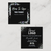 Hoe wordt holografisch zwarte glitter-instructie g vierkante visitekaartje (Voorkant / Achterkant)