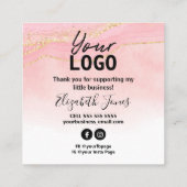 Hoe wordt Sparkly Agate Pink Gold Instruction Squ  Vierkante Visitekaartje (Achterkant)