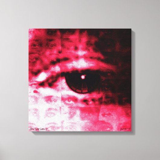 "Hoe ze het ziet" van Aleta ~ 18x18 digitale colla Canvas Afdruk (Voorkant)