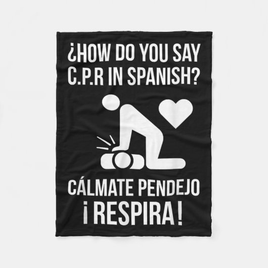 Hoe zeg je C.p.r in het Spaans_ Calmate Y Respira Fleece Deken (Voorkant)