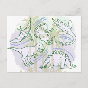 Hoe zeg je dinosaurus namen hand getrokken briefka briefkaart