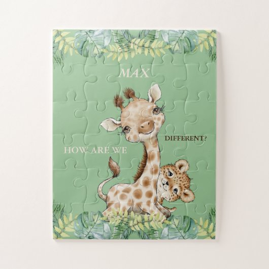 Hoe zijn we verschillende Giraffe Cheetah Kinder? Legpuzzel (Verticaal)