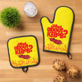 Hoe zit het met Kebab? Betonvlees Ovenwant & Pannenlap Set (Top down)