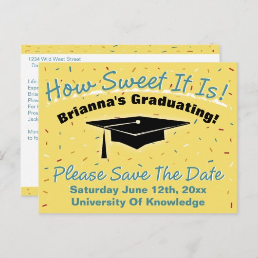 Hoe zoet het Afstuderen is sparen de datum Briefkaart (Voorkant / Achterkant)