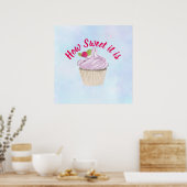 Hoe zoet het is Roze Cupcake Poster (Keuken)