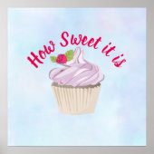 Hoe zoet het is Roze Cupcake Poster (Voorkant)