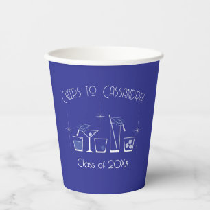 Hoed en Cocktail Afstudeerfeest Blauw Papieren Bekers