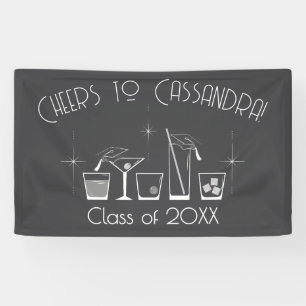 Hoed en Cocktails Afstudeerfeest Grijs Spandoek