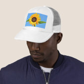 Hoed met gele zonnebloem trucker pet (In situ)