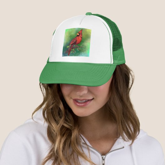 Hoed met kardinaalvogel trucker pet (In situ)