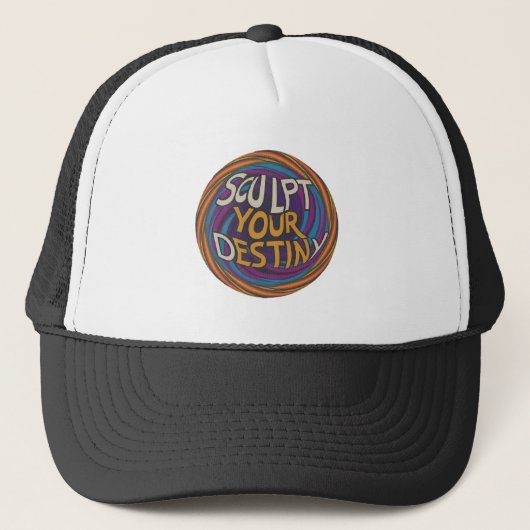 Hoed multi kleur " Vorm Je Bestemming Trucker Pet (Voorkant)