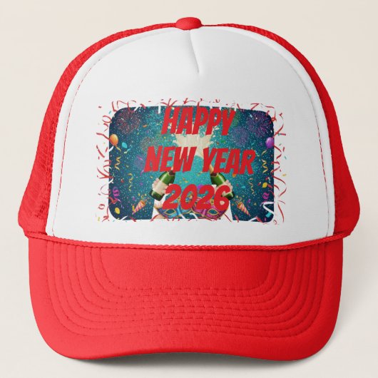 Hoed nieuwe jaar trucker pet (Voorkant)
