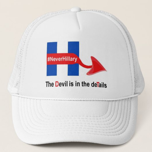Hoed Nooit Hillary De Duivel Details Trucker Pet (Voorkant)