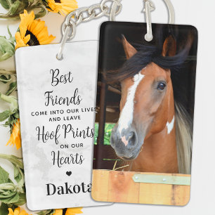 Hoed Prints op ons Hart Pet Horse Memorial Sleutelhanger