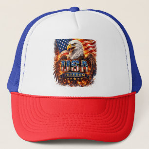 Hoed, Vintage USA-vlag en geborduurde adelaar Unis Trucker Pet