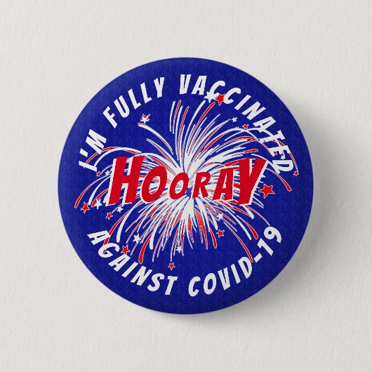 Hoeday ik ben gevaccineerd Vuurwerk Ronde Button 5,7 Cm (Voorkant)