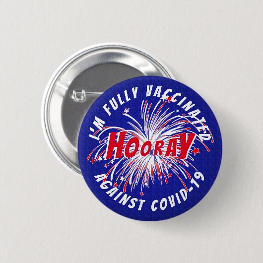 Hoeday ik ben gevaccineerd Vuurwerk Ronde Button 5,7 Cm (Voorkant /achterkant)