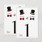 Hoeden en strikjes Tafelnummer homohuwelijk (Voorkant / Achterkant)