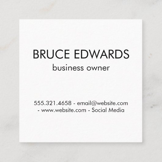 Hoeden van koks Slagersmes Vierkante Visitekaartje (Achterkant)