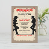 Hoedown Country Western Invitation Customized Kaart (Staand voorkant)