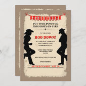 Hoedown Country Western Invitation Customized Kaart (Voorkant / Achterkant)
