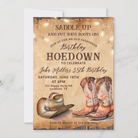  Hoedown Verjaardag met Cowboy Boots & Pet Kaart (Voorkant)