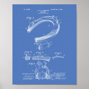 hoefijzer 1898 Kunstblauwdruk octrooi Poster