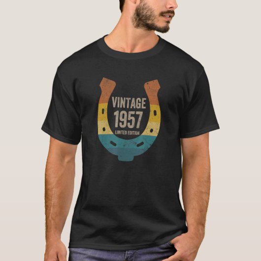 Hoefijzer 1957 65 jaar oude verjaardag T-shirt (Voorkant)