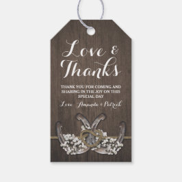 Hoefijzer Baby's Breath rustieke bruiloft dank u Cadeaulabel