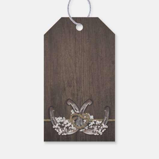 Hoefijzer Baby's Breath rustieke bruiloft dank u Cadeaulabel (Achterkant)