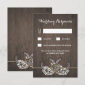 Hoefijzer Baby's Breath Rustieke Bruiloft RSVP Kaa Kaartje (Voorkant / Achterkant)