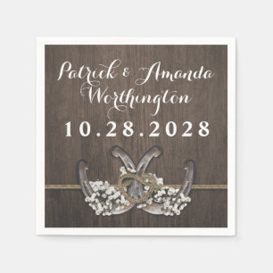 Hoefijzer Baby's Breath rustieke bruiloft servette Servet