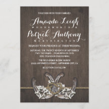 Hoefijzer Baby's Breath rustieke bruiloft uitnodig