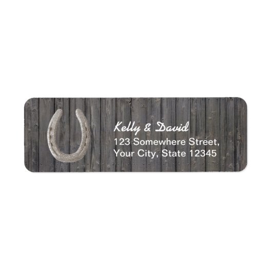  Hoefijzer Barn Wood Return Address Labels (Voorkant)
