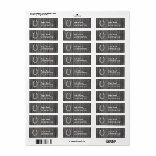  Hoefijzer Barn Wood Return Address Labels (Full Sheet)