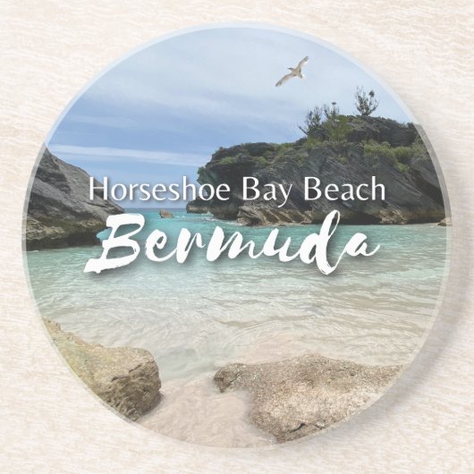 Hoefijzer Bay Beach Bermuda Zandsteen Onderzetter (Voorkant)