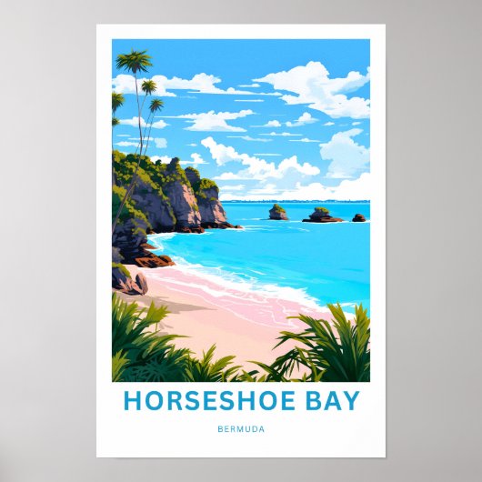 Hoefijzer Bay Bermuda Reisprint Poster (Voorkant)