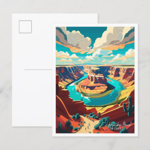 Hoefijzer Bend Arizona Vintage Travel Illustratie Briefkaart