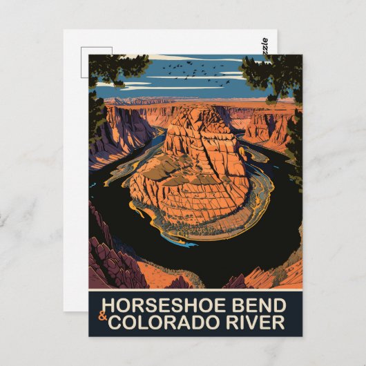 Hoefijzer Bend en Colorado River, Reizen Briefkaart (Voorkant / Achterkant)