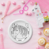 Hoefijzer Black White Western Weddenschap Papieren Bordje (Feest)